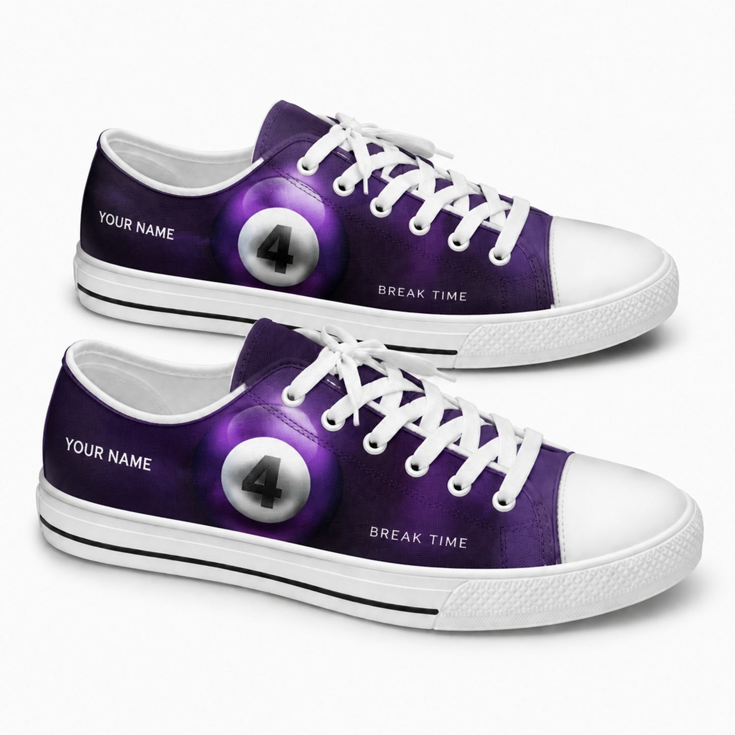 Purple Four Ball Graphic Personalized Low Top Shoes