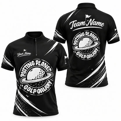Putting Planet Golf Galaxy Sport Personalized Golf Polo Shirt Jersey Zip 1 4 Collar