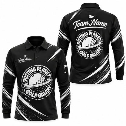 Putting Planet Golf Galaxy Sport Personalized Golf Polo Shirt Long Sleeve Polo
