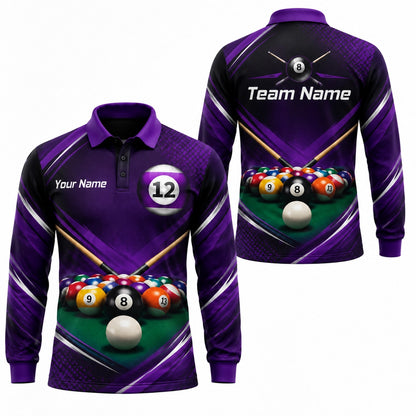 Rack Of Pool Balls Sport Personalized Billiard Polo Shirt Long Sleeve Polo
