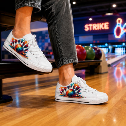 Rainbow Bowling Strike Graphic Custom Low Top Shoes Bowling Life Style