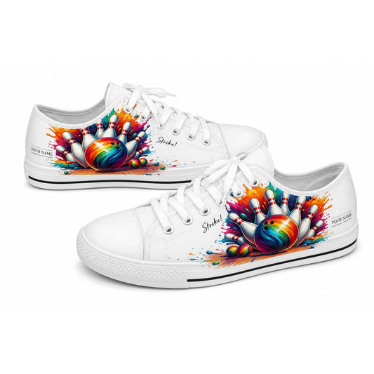 Rainbow Bowling Strike Graphic Custom Low Top Shoes