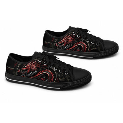 Red Dragon Artwork Graphic Personalized Low Top Shoes Black Shoes