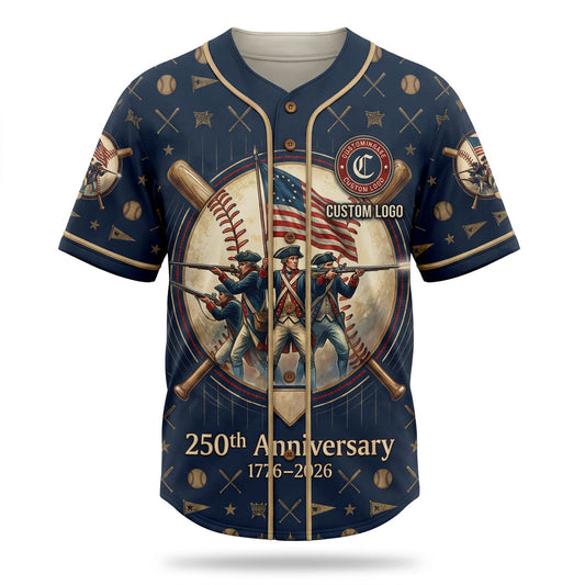 Flatlay view of the commemorative 250th anniversary baseball jersey