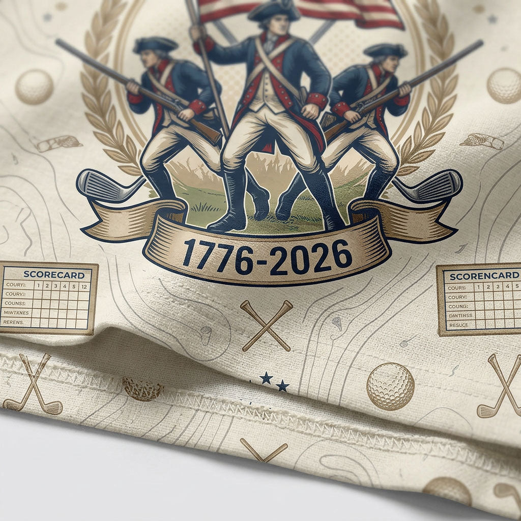 Detailed closeup of revolutionary war soldiers and US flag graphic