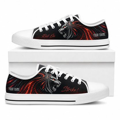 Roaring Lion Bowling Graphic Custom Low Top Shoes Box White