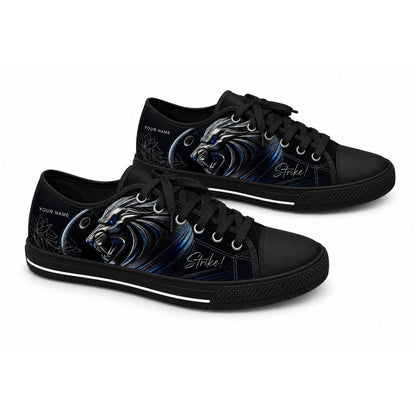 Roaring Lion Strike Graphic Personalized Low Top Shoes Black Shoes