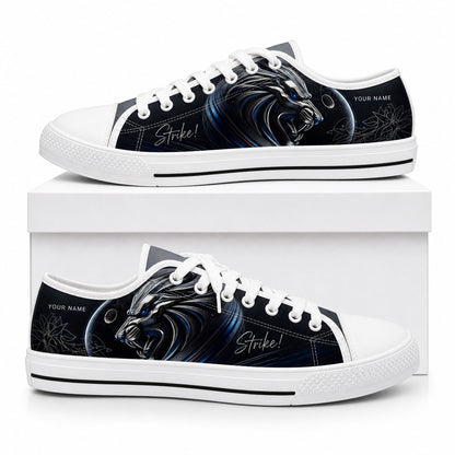 Roaring Lion Strike Graphic Personalized Low Top Shoes Box Black