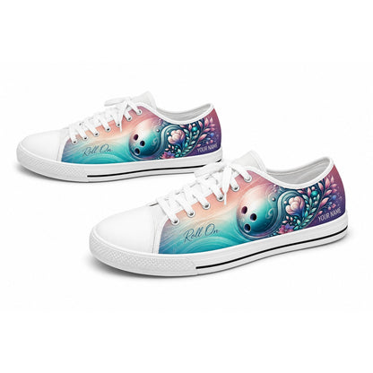 Roll On Bowling Design Graphic Custom Low Top Shoes