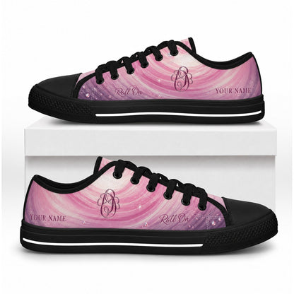 Roll On Bowling Design Graphic Personalized Low Top Shoes Box Black