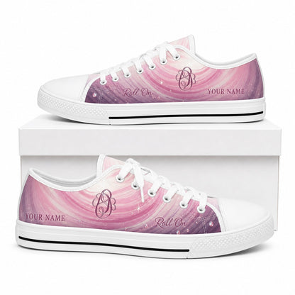 Roll On Bowling Design Graphic Personalized Low Top Shoes Box White