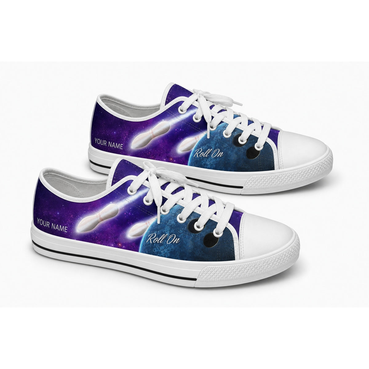 Roll On Bowling Design Personalized Low Top Shoes