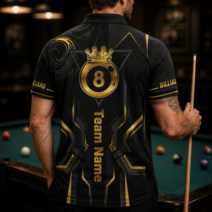 Royal 8 Ball Billiards Custom Billiard Polo Shirt Back View