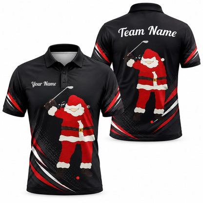 Santa Golfer Graphic Personalized Golf Polo Shirt
