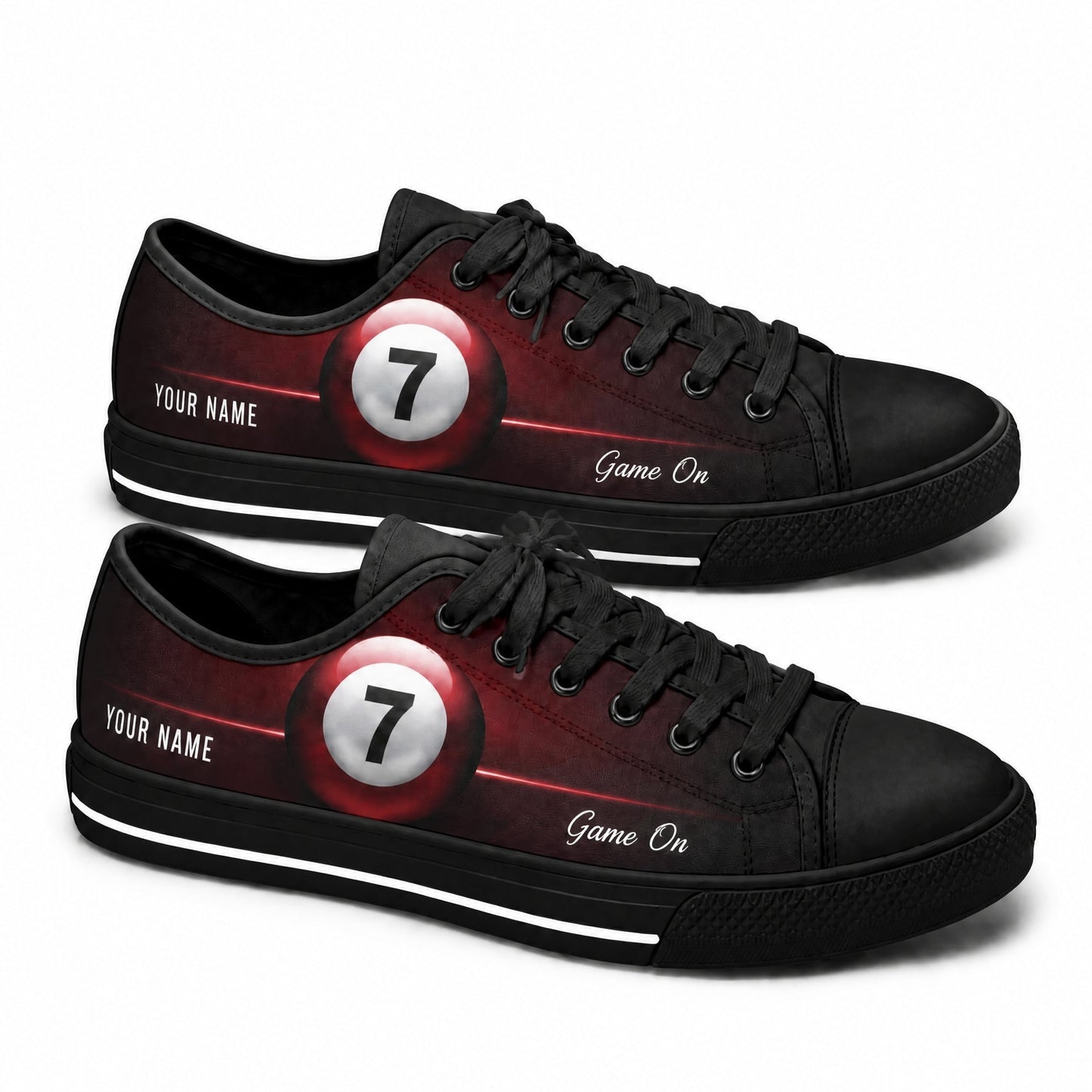 Seven Ball Billiard Graphic Personalized Low Top Shoes Black Shoes
