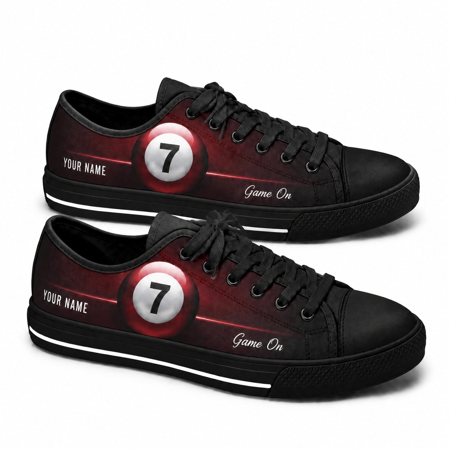 Seven Ball Billiard Graphic Personalized Low Top Shoes Black Shoes