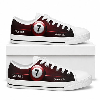 Seven Ball Billiard Graphic Personalized Low Top Shoes Box White