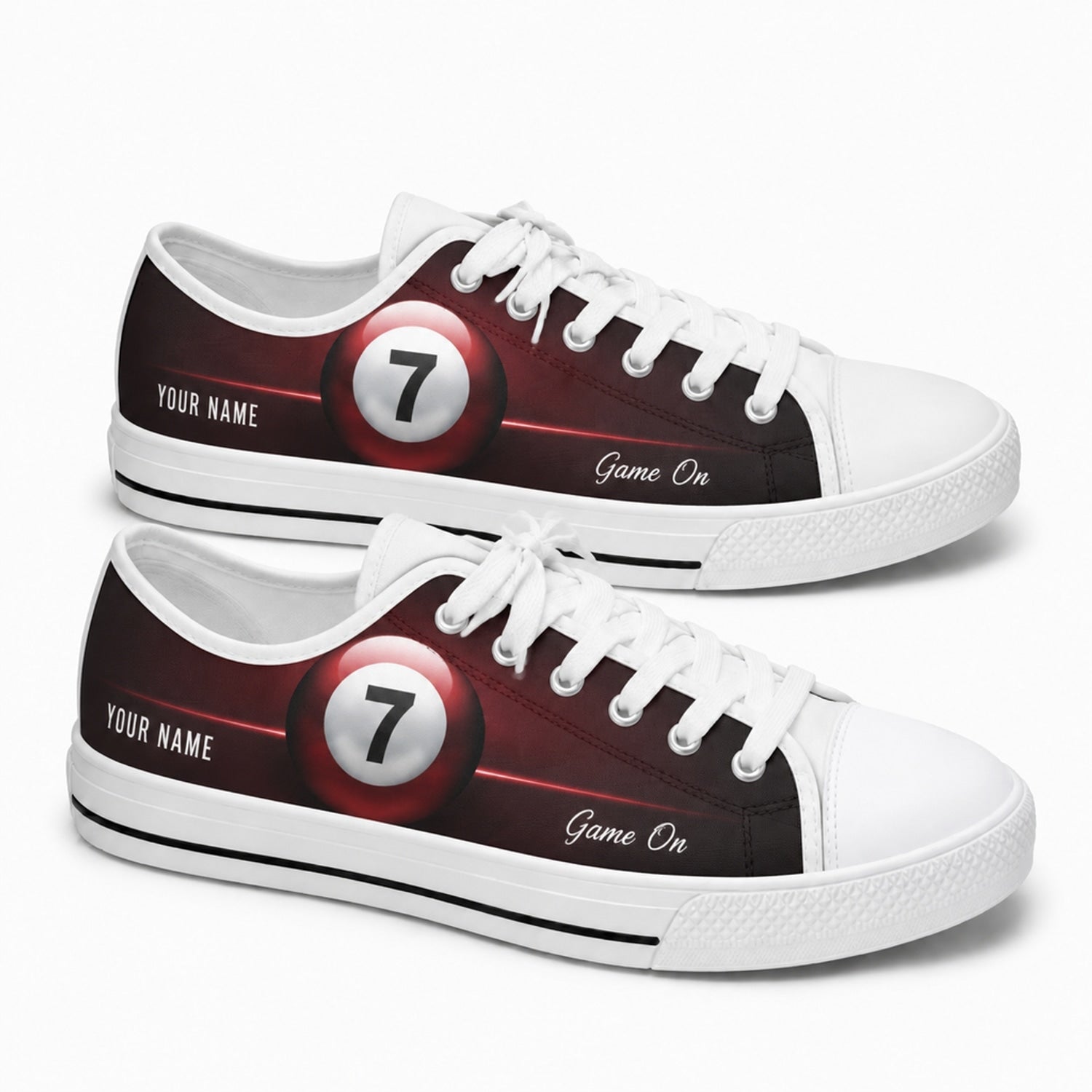 Seven Ball Billiard Graphic Personalized Low Top Shoes