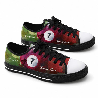 Seven Ball Billiards Art Graphic Custom Low Top Shoes Black Shoes