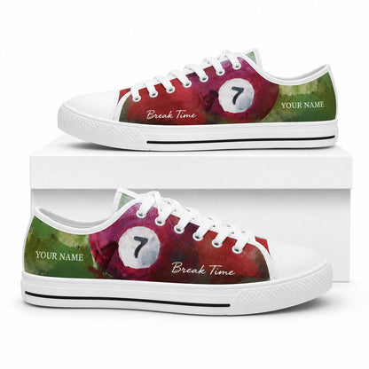 Seven Ball Billiards Art Graphic Custom Low Top Shoes Box White