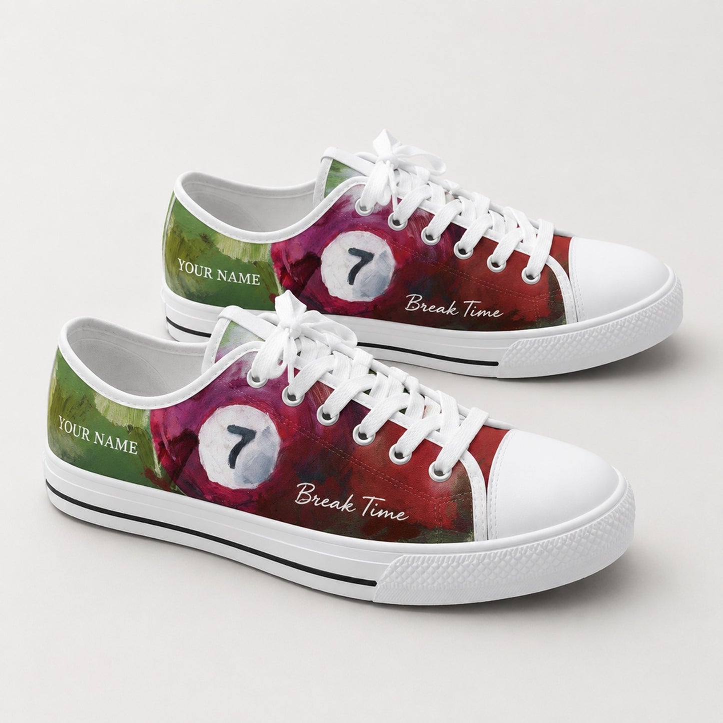 Seven Ball Billiards Art Graphic Custom Low Top Shoes