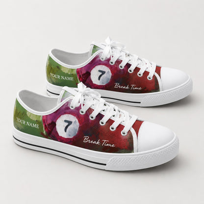 Seven Ball Billiards Art Graphic Custom Low Top Shoes