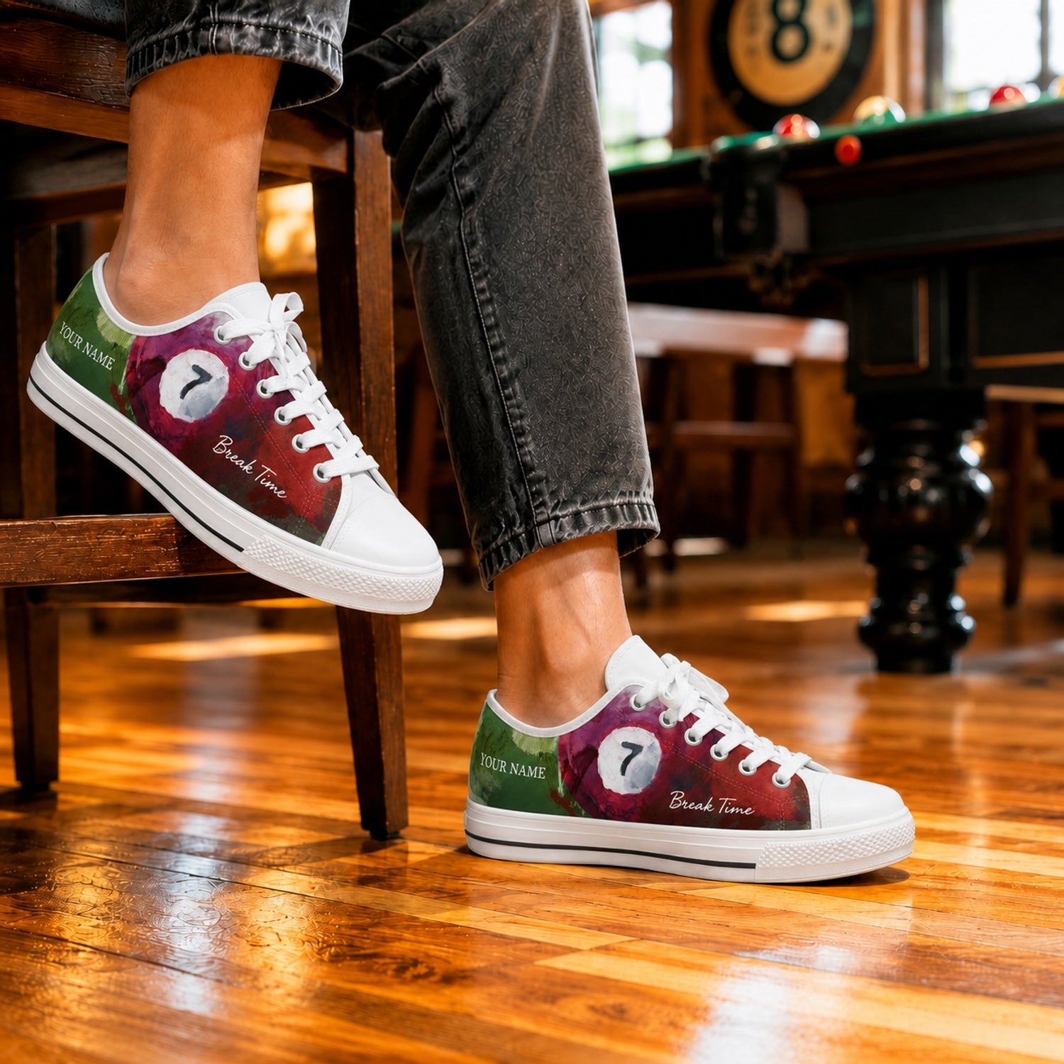 Seven Ball Billiards Art Graphic Custom Low Top Shoes Life Style