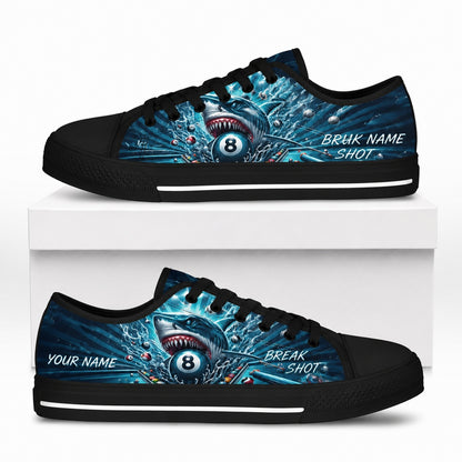 Shark Eight Ball Graphic Personalized Low Top Shoes Box Black