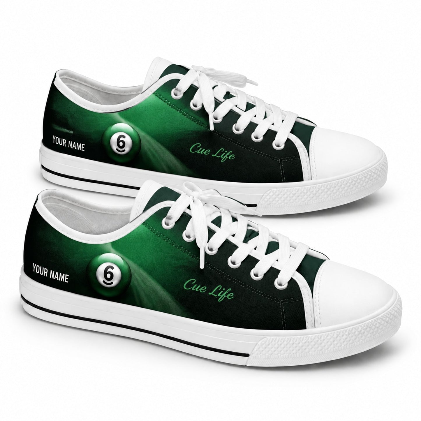 Six Ball Cue Life Graphic Personalized Low Top Shoes