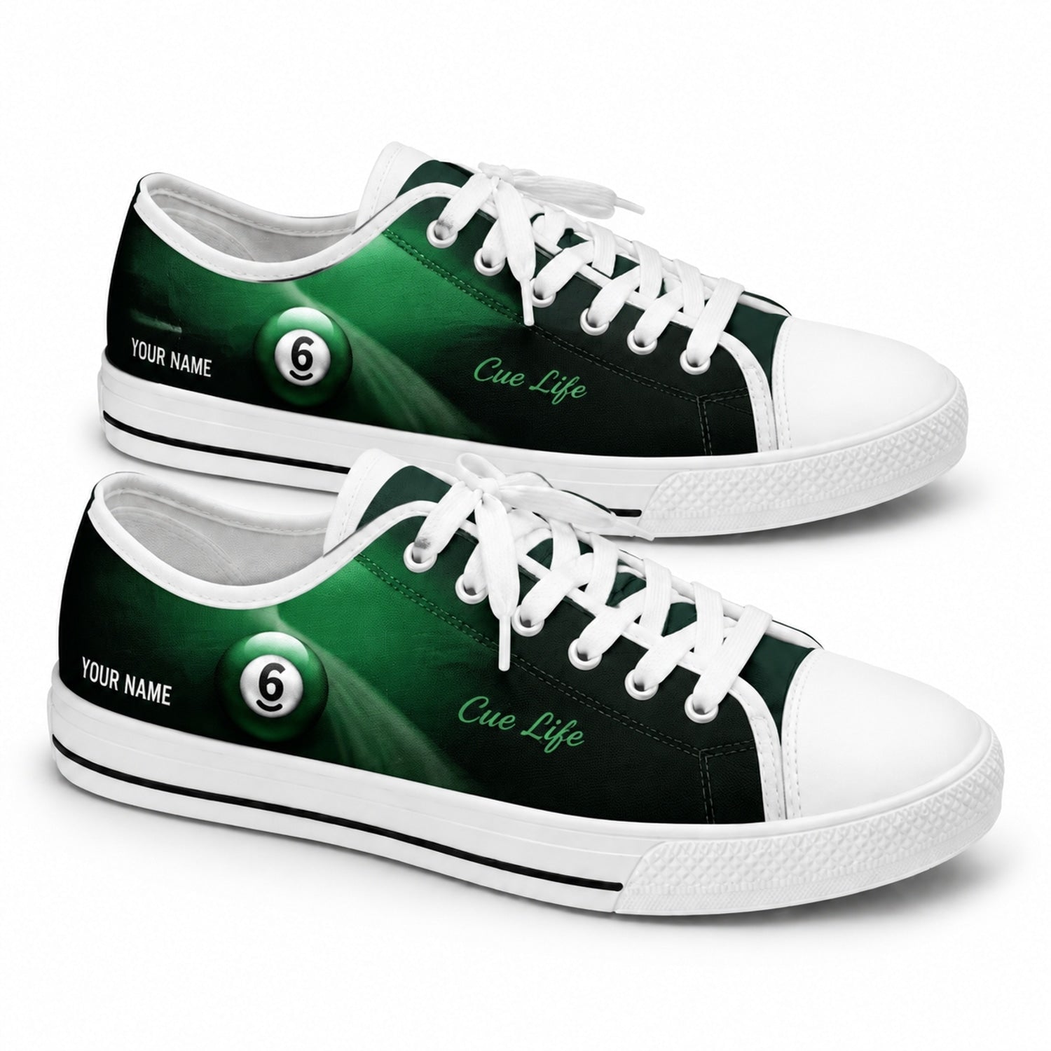 Six Ball Cue Life Graphic Personalized Low Top Shoes