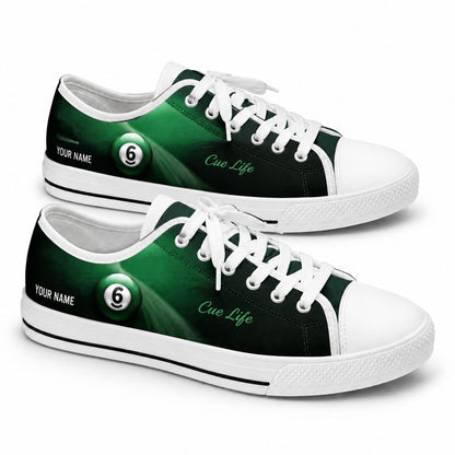 Six Ball Cue Life Graphic Personalized Low Top Shoes