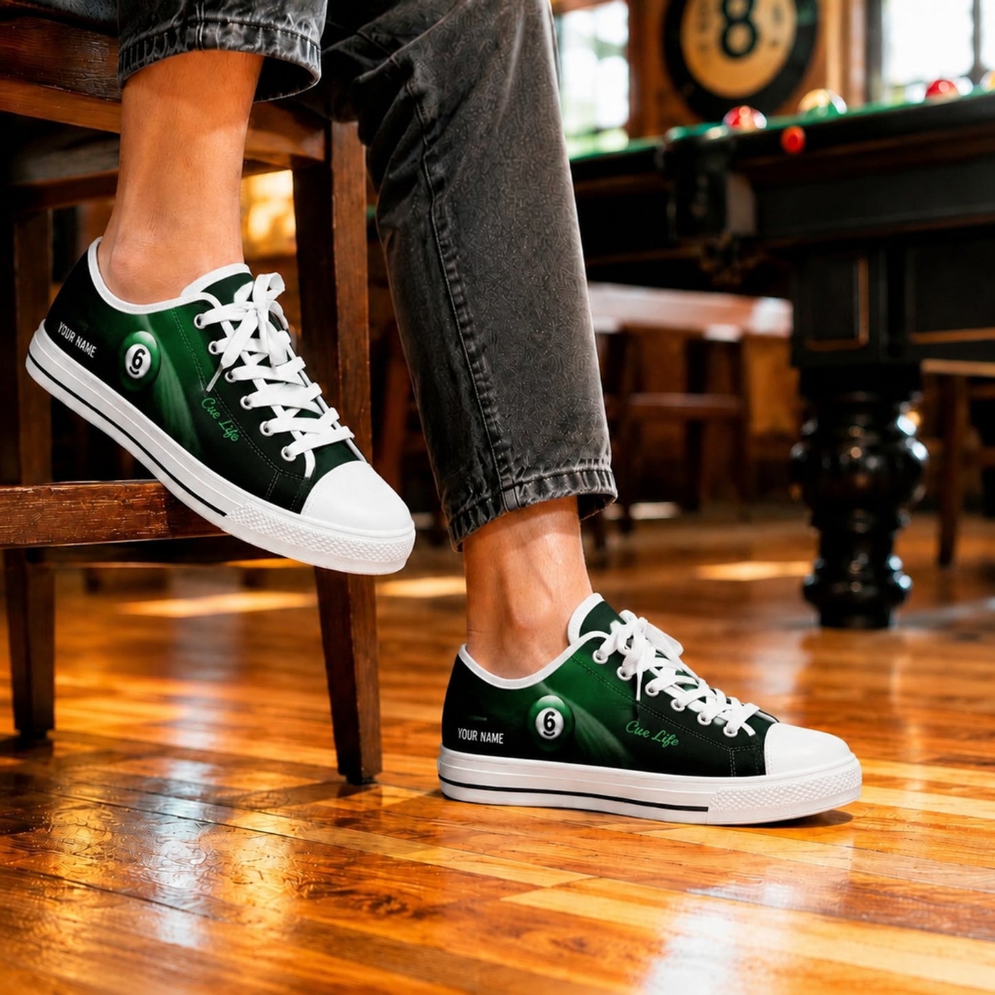 Six Ball Cue Life Graphic Personalized Low Top Shoes Life Style