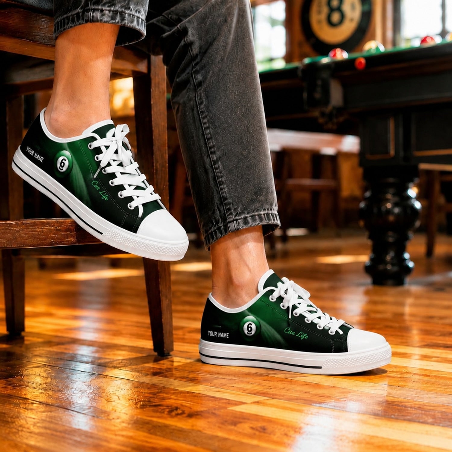 Six Ball Cue Life Graphic Personalized Low Top Shoes Life Style