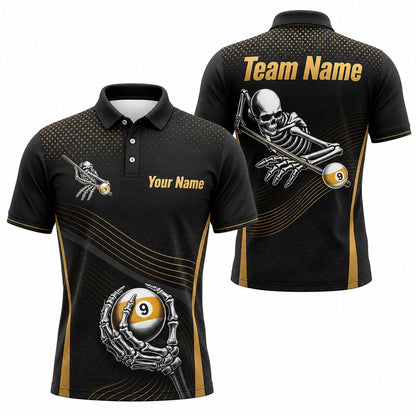 Skeleton 9 Ball Sport Personalized Billiard Polo Shirt