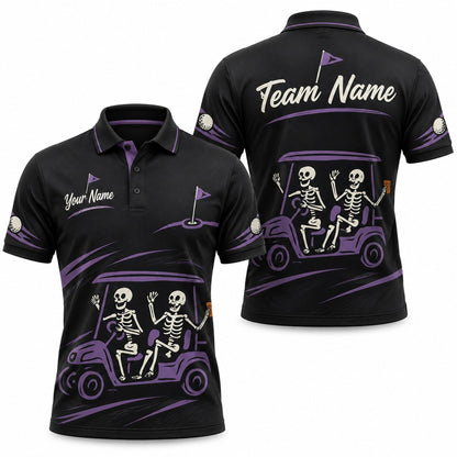 Skeleton Golf Cart Sport Personalized Golf Polo Shirt