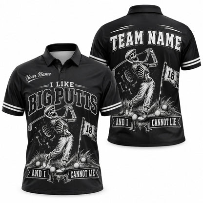 Skeleton Golfer Big Putts Sport Custom Golf Polo Shirt