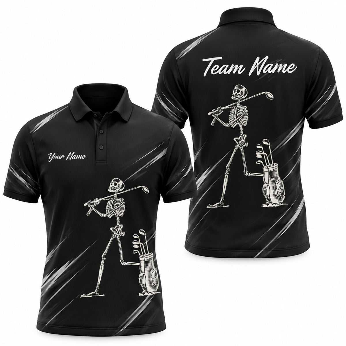 Skeleton Golfer Graphic Custom Golf Polo Shirt