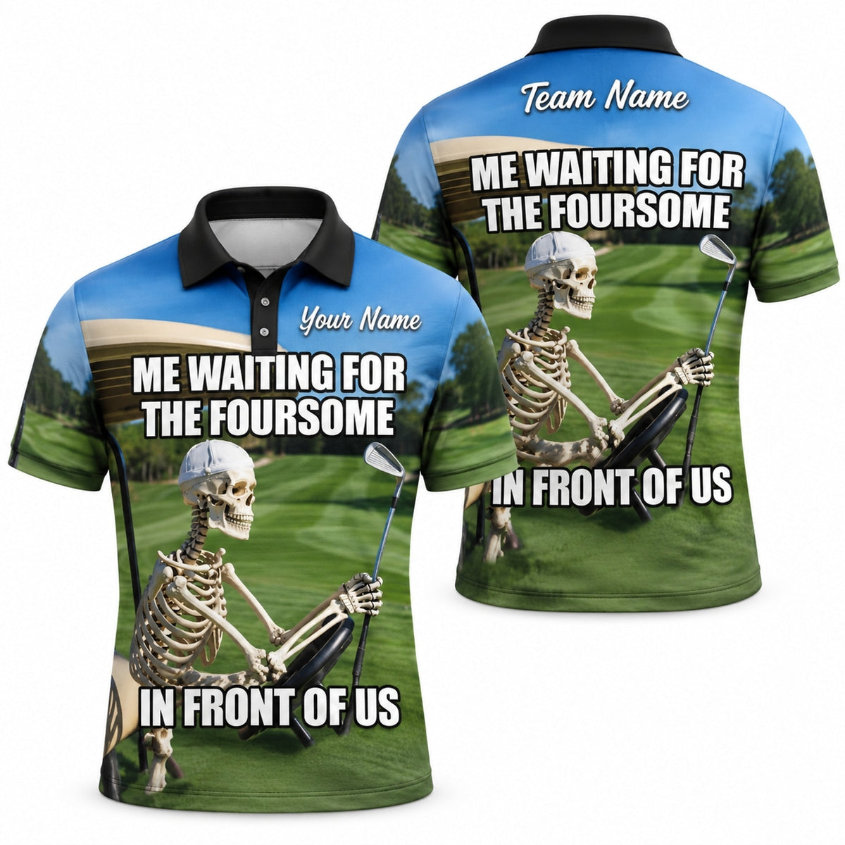 Skeleton Golfer Meme Sport Personalized Golf Polo Shirt