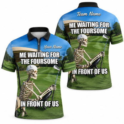 Skeleton Golfer Meme Sport Personalized Golf Polo Shirt Jersey Zip 1 4 Collar
