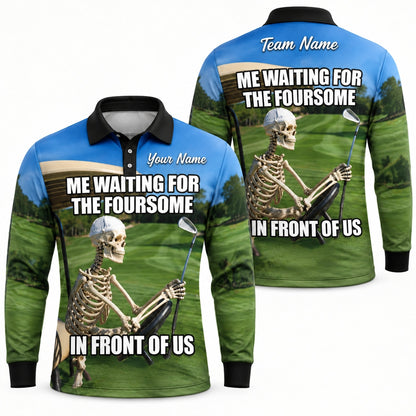 Skeleton Golfer Meme Sport Personalized Golf Polo Shirt Long Sleeve Polo