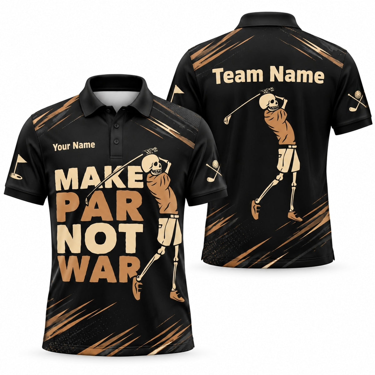 Skeleton Golfer Slogan Sport Personalized Golf Polo Shirt