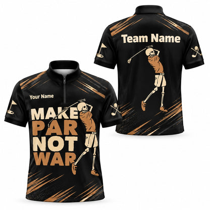Skeleton Golfer Slogan Sport Personalized Golf Polo Shirt Jersey Zip 1 4 Collar