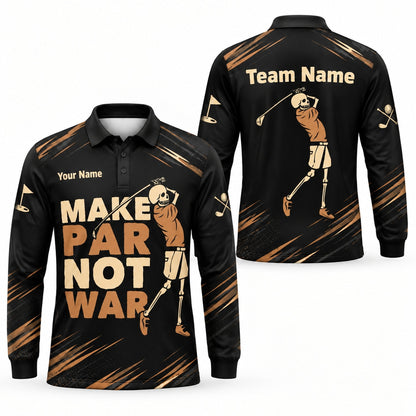 Skeleton Golfer Slogan Sport Personalized Golf Polo Shirt Long Sleeve Polo