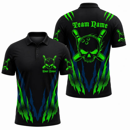 Skull Bowling Ball Sport Custom Bowling Polo Shirt