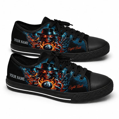 Skull Eight Ball Graphic Custom Low Top Shoes Black Shoes
