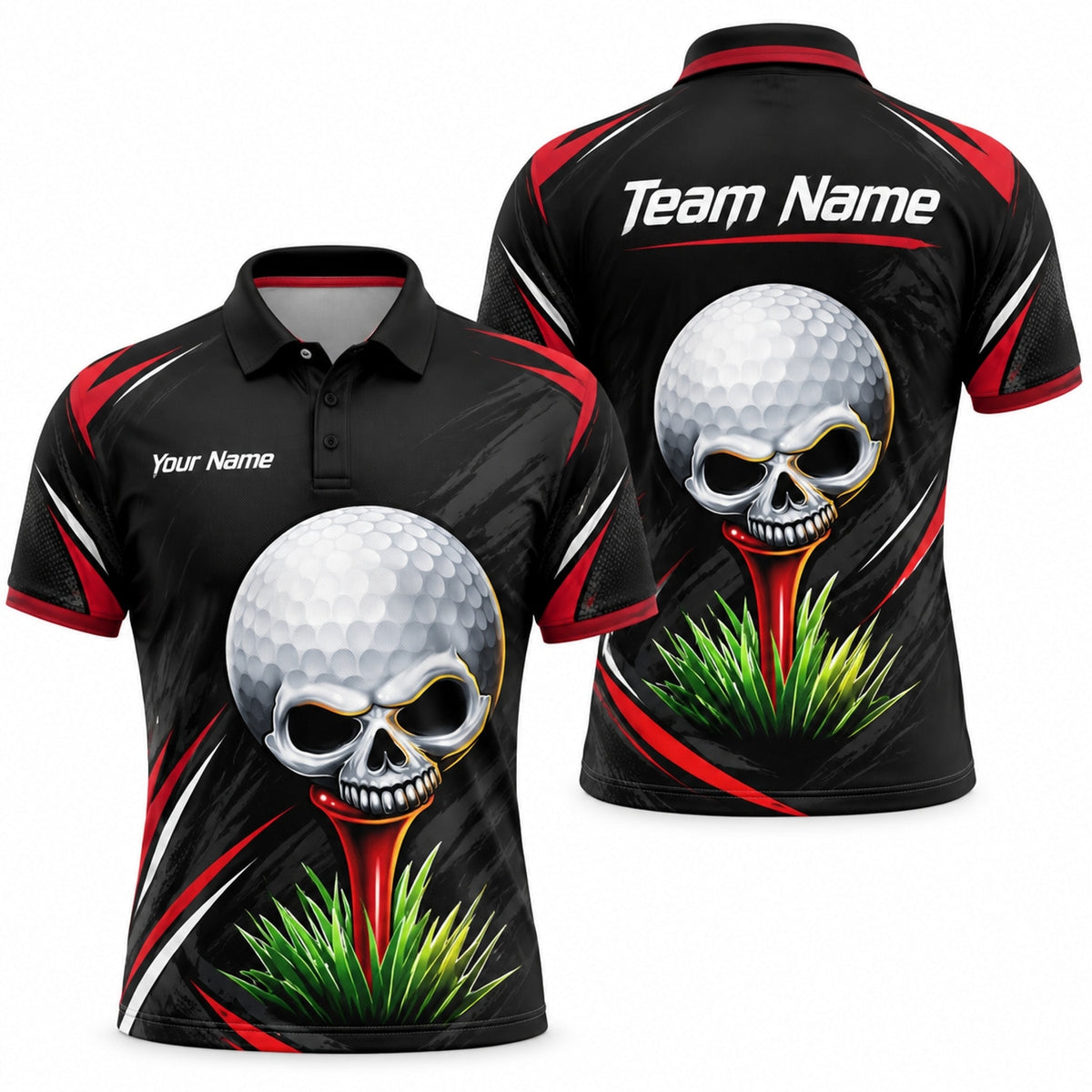 Skull Golf Ball Sport Personalized Golf Polo Shirt