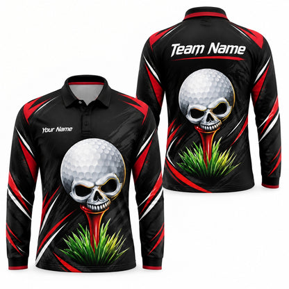 Skull Golf Ball Sport Personalized Golf Polo Shirt Long Sleeve Polo