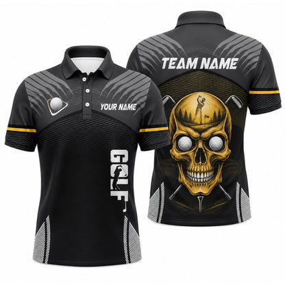 Skull Golfer Graphic Personalized Golf Polo Shirt
