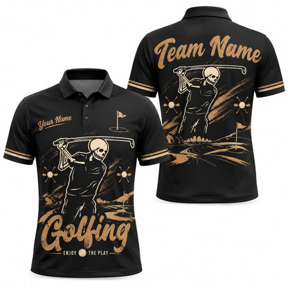 Skull Golfer Swing Sport Personalized Golf Polo Shirt