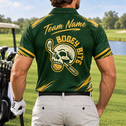Skull With Golf Club Sport Personalized Golf Polo Shirt Back View